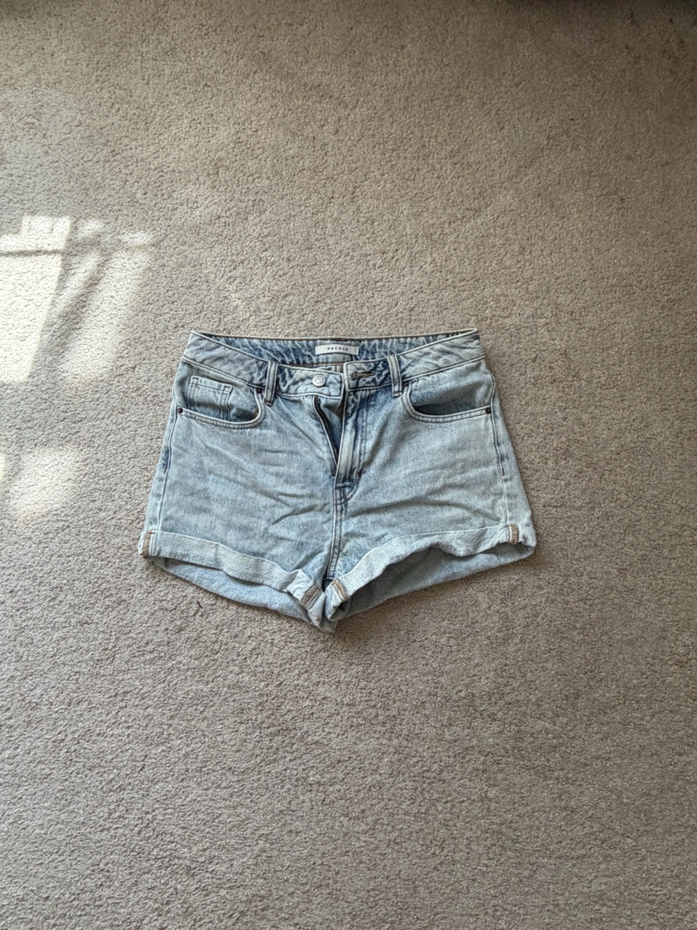 PacSun Light Blue High-Rise Denim Shorts with Rolled Hem